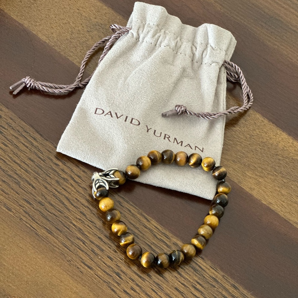 David Yurman Men's Spiritual Tiger’s Eye & Sterling Silver Bead Bracelet 1 of 3